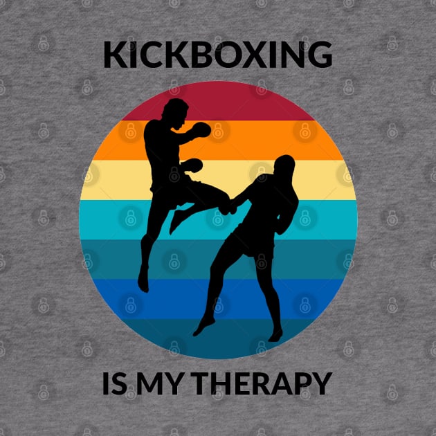 Kickboxing Is My Therapy Retro Vintage Sparring by coloringiship